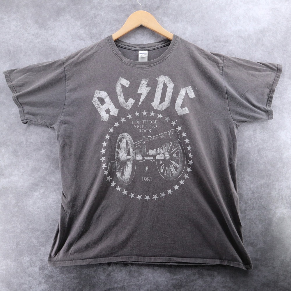 Gildan AC/DC T-Shirt Mens XL Rock or Bust 2015 Tour Band Tee Grey Fair